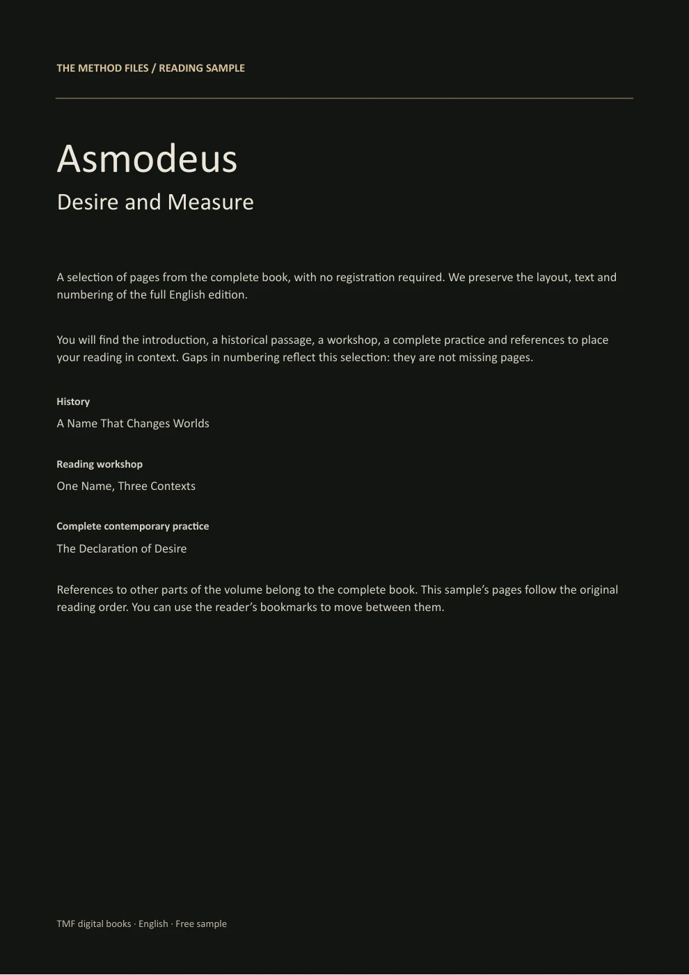 Asmodeus · About this reading sample