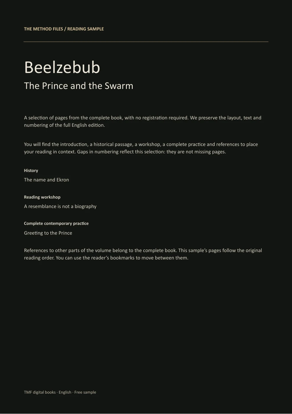 Beelzebub · About this reading sample