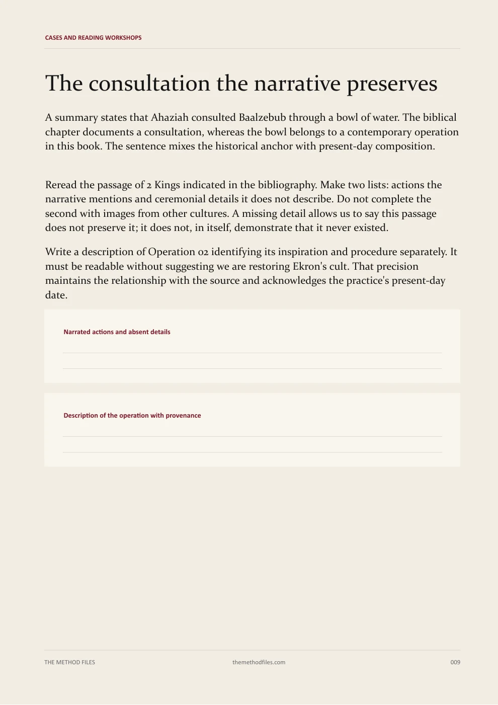 Beelzebub · The consultation the narrative preserves