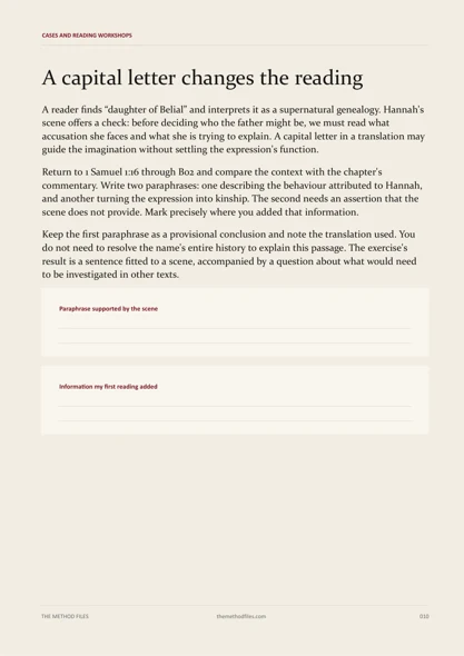 Page 10 of Belial: A capital letter changes the reading