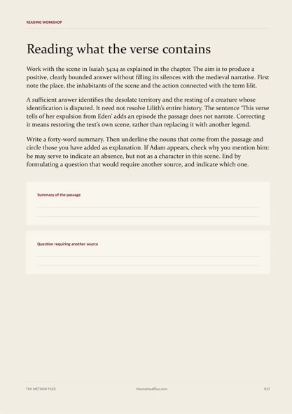 Page 17 of Lilith: Reading what the verse contains