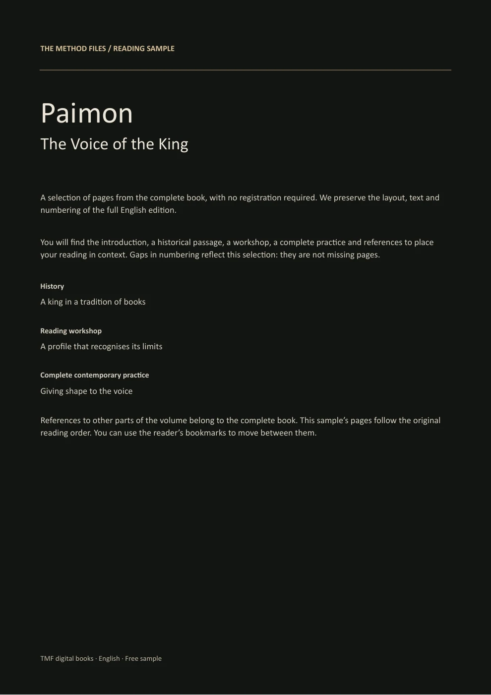 Paimon · About this reading sample