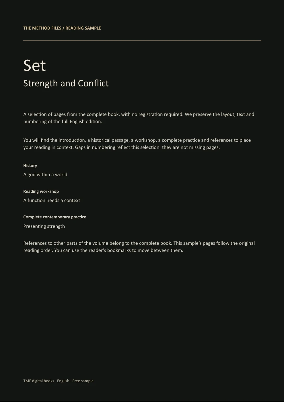 Set · About this reading sample