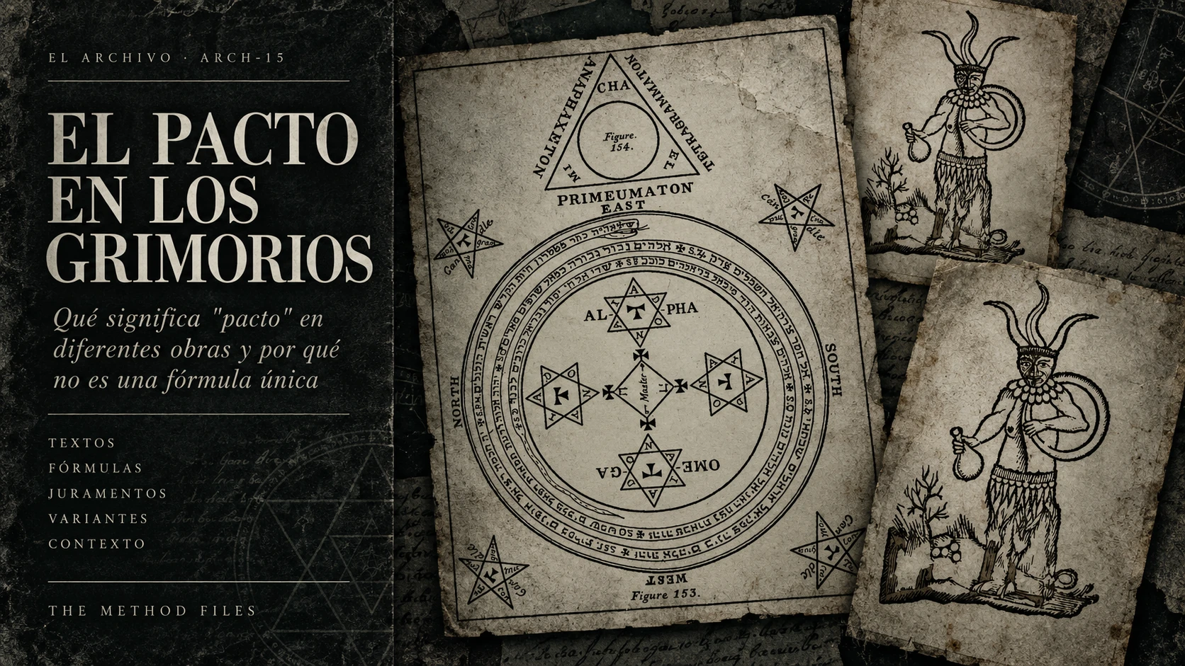 A printed ritual diagram beside two small figure illustrations.