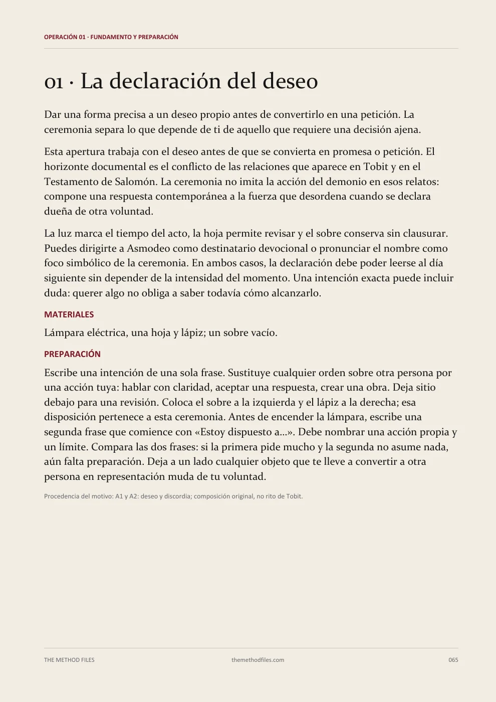 Asmodeo · 01 · La declaración del deseo