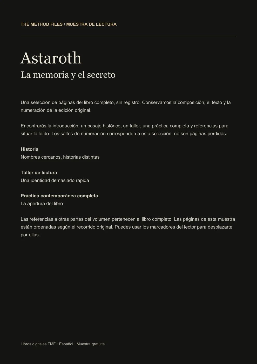 Astaroth · Acerca de esta muestra