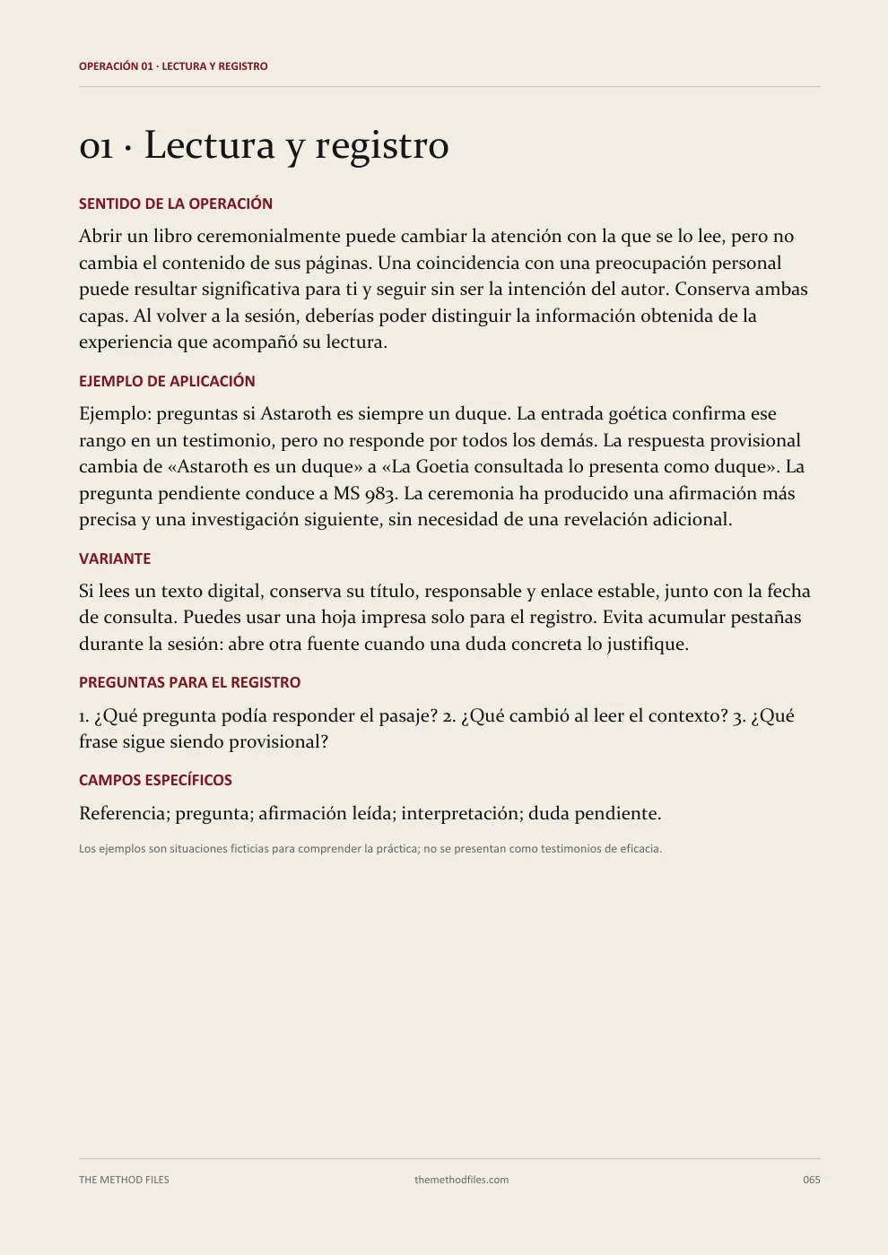 Astaroth · 01 · Lectura y registro
