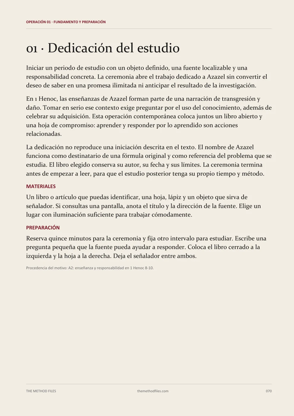 Azazel · 01 · Dedicación del estudio