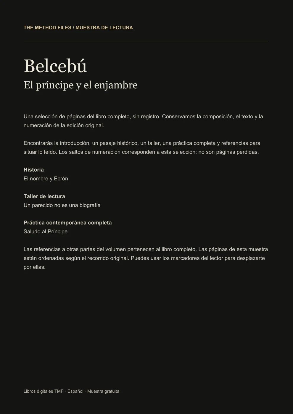 Belcebú · Acerca de esta muestra