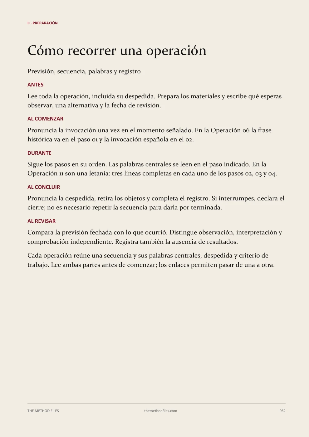 Belcebú · Cómo recorrer una operación