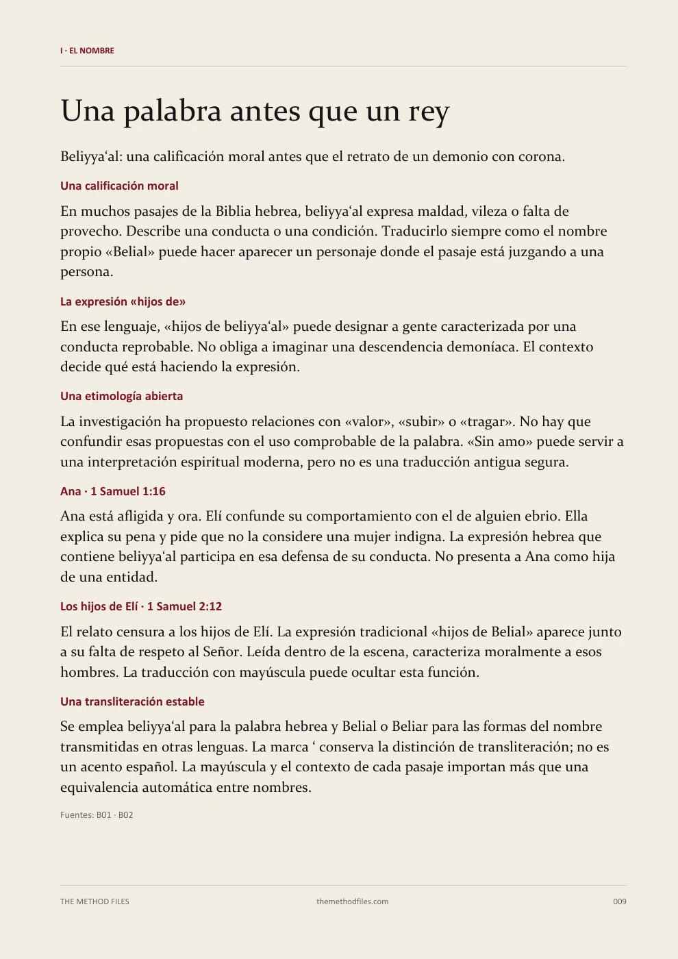 Belial · Una palabra antes que un rey