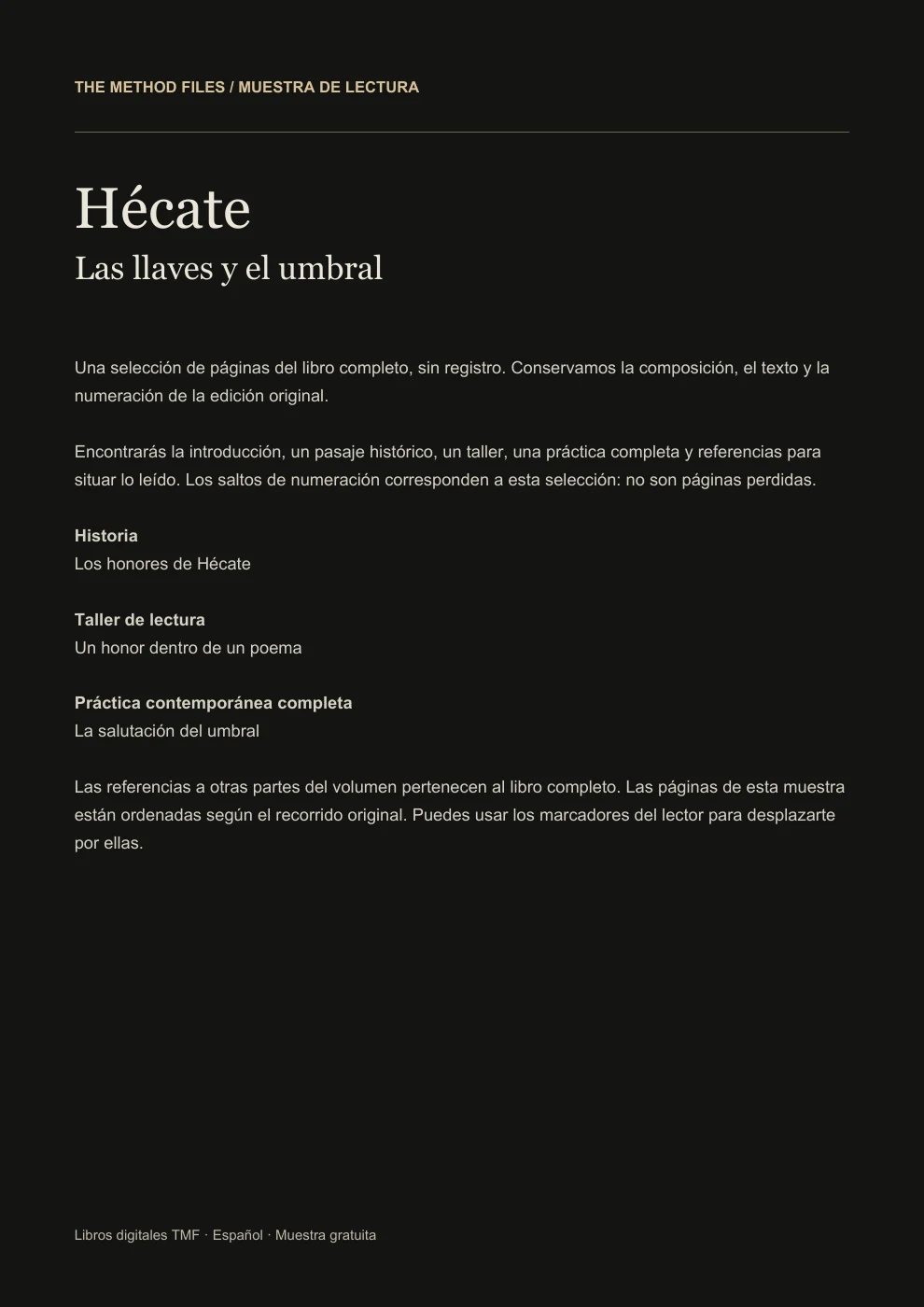 Hécate · Acerca de esta muestra