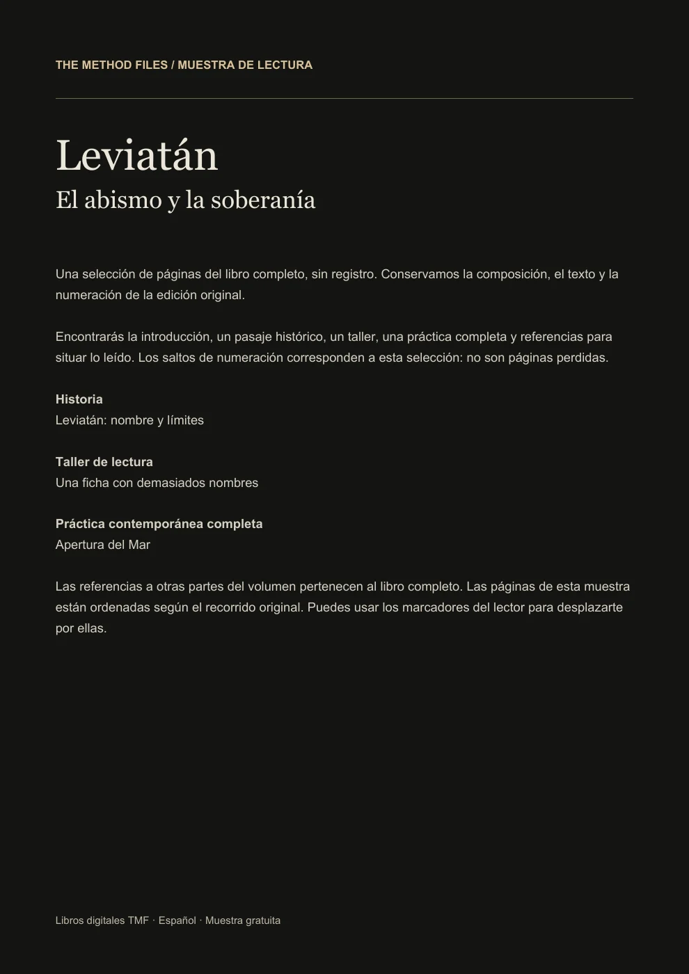 Leviatán · Acerca de esta muestra