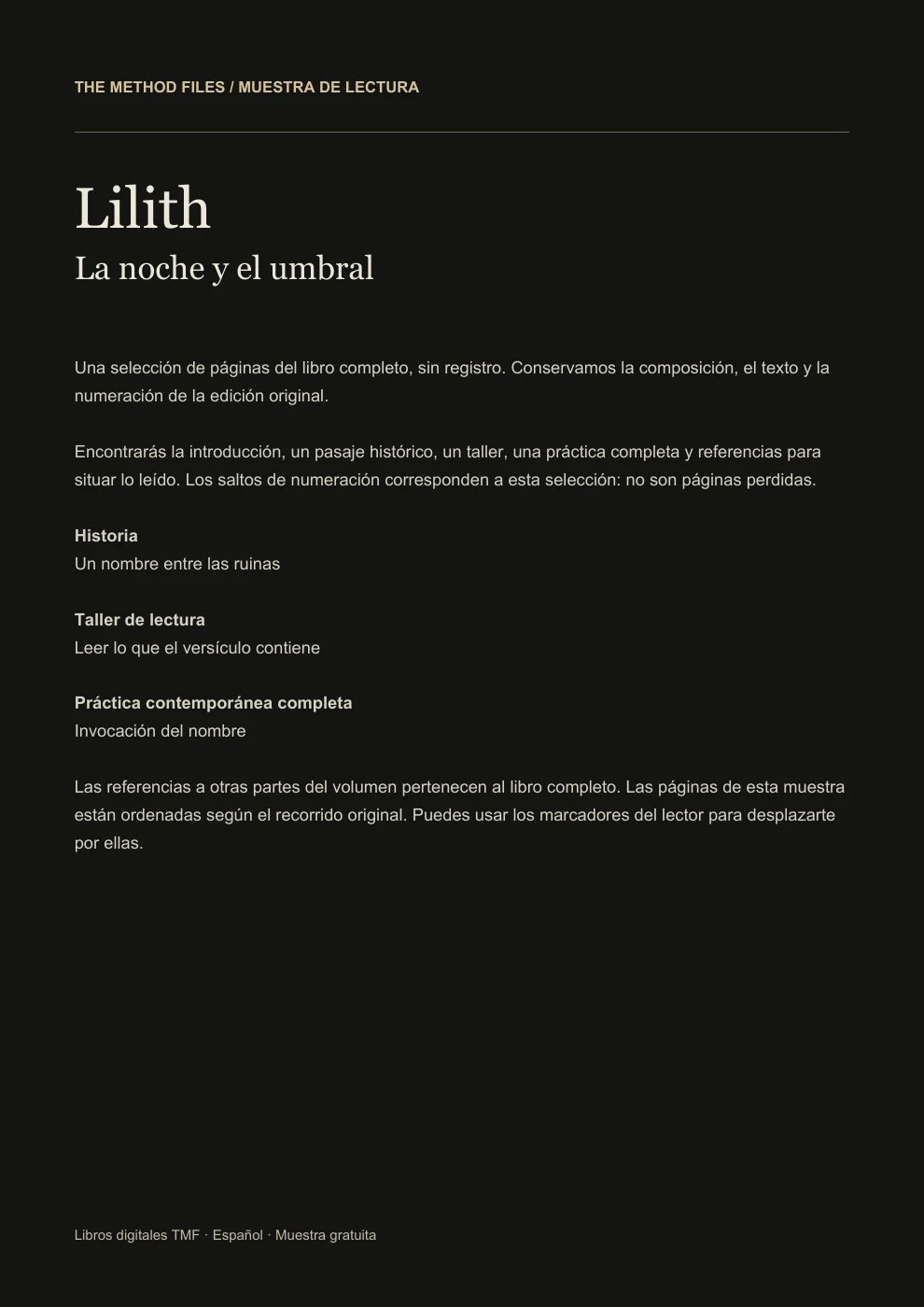 Lilith · Acerca de esta muestra