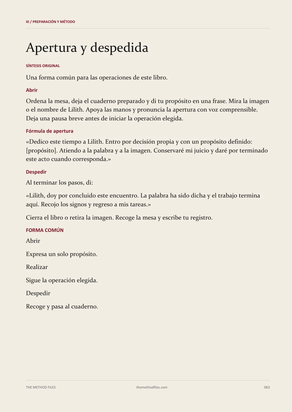 Lilith · Apertura y despedida