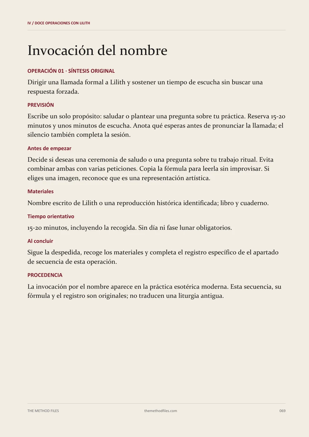 Lilith · Invocación del nombre
