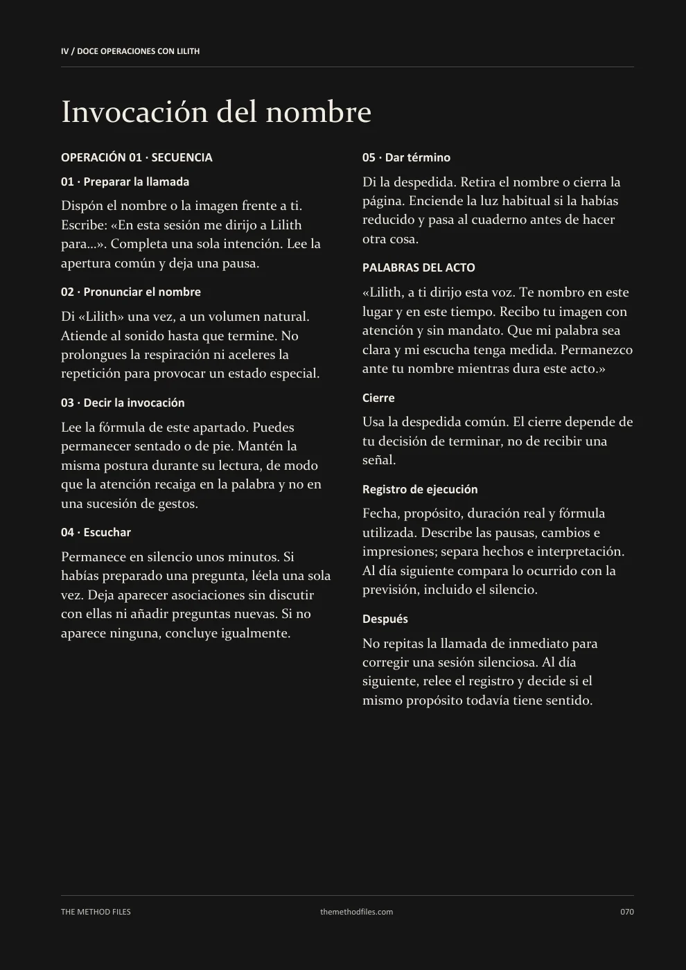 Lilith · Invocación del nombre