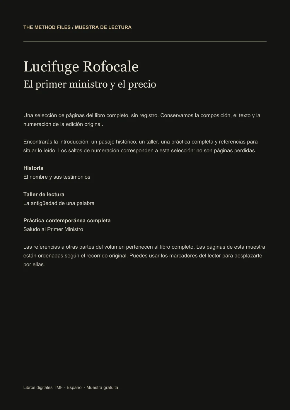 Lucifuge Rofocale · Acerca de esta muestra