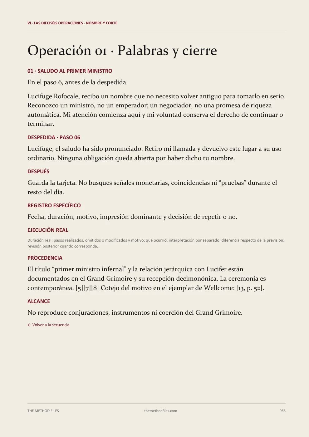 Lucifuge Rofocale · Operación 01 · Palabras y cierre