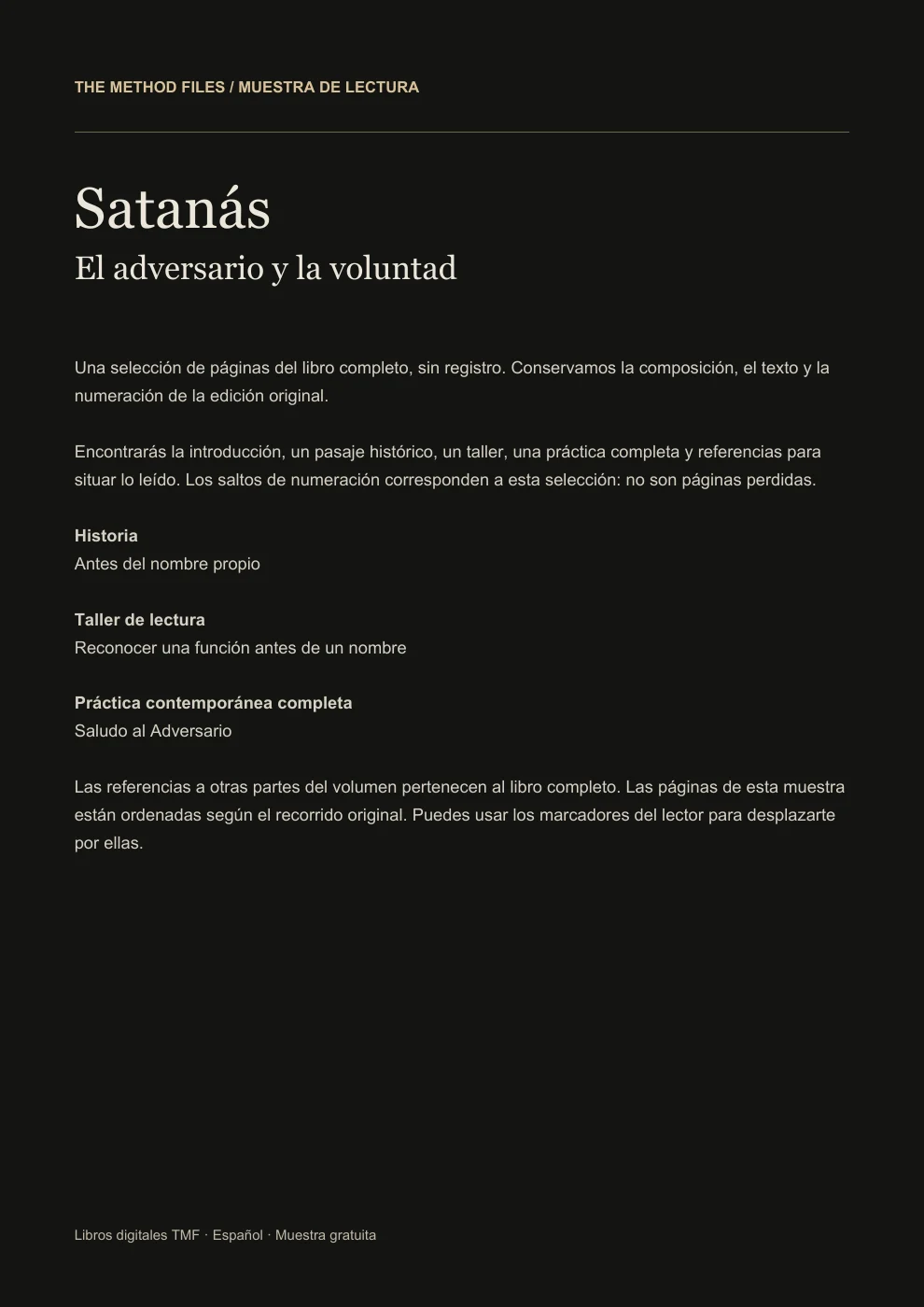 Satanás · Acerca de esta muestra