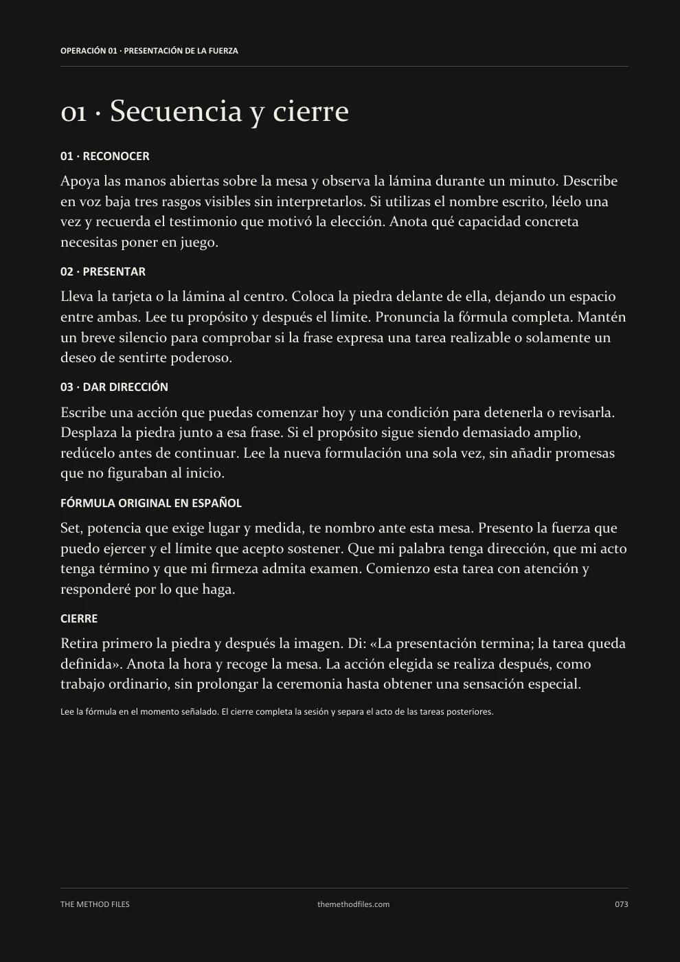 Set · 01 · Secuencia y cierre