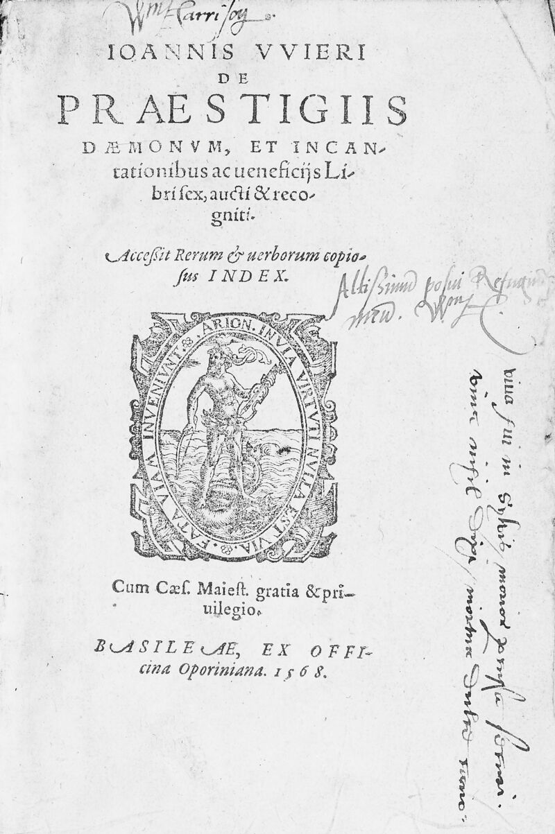 Portada de De praestigiis daemonum de Johann Weyer, edición de Basilea de 1568.
