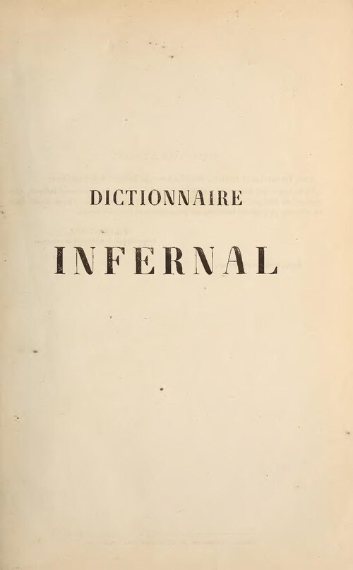 Portada de la sexta edición del Dictionnaire Infernal de Jacques Collin de Plancy, publicada en París en 1863.