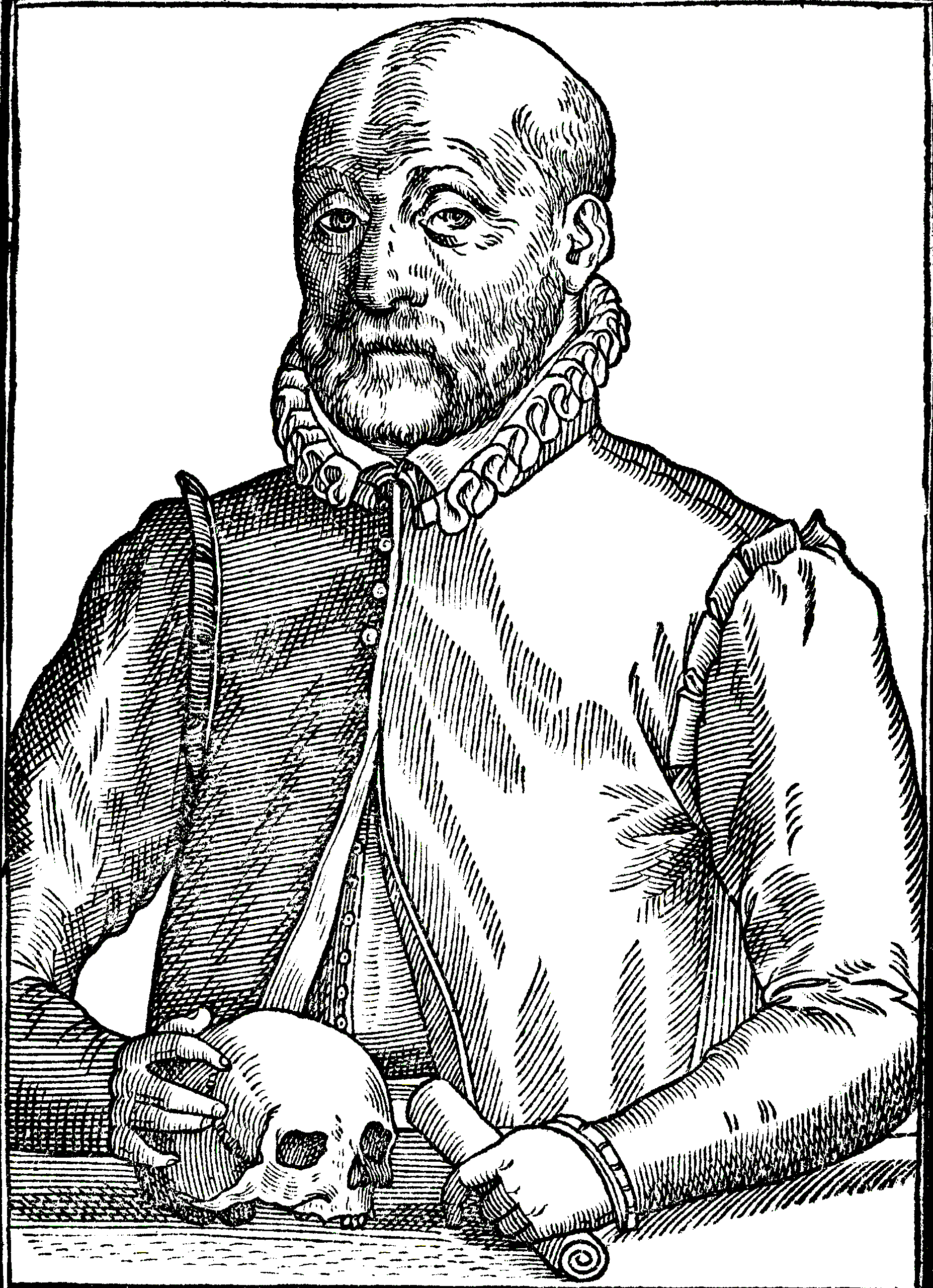 Retrato xilográfico de Johann Weyer, médico y autor de De praestigiis daemonum, publicado en 1577.