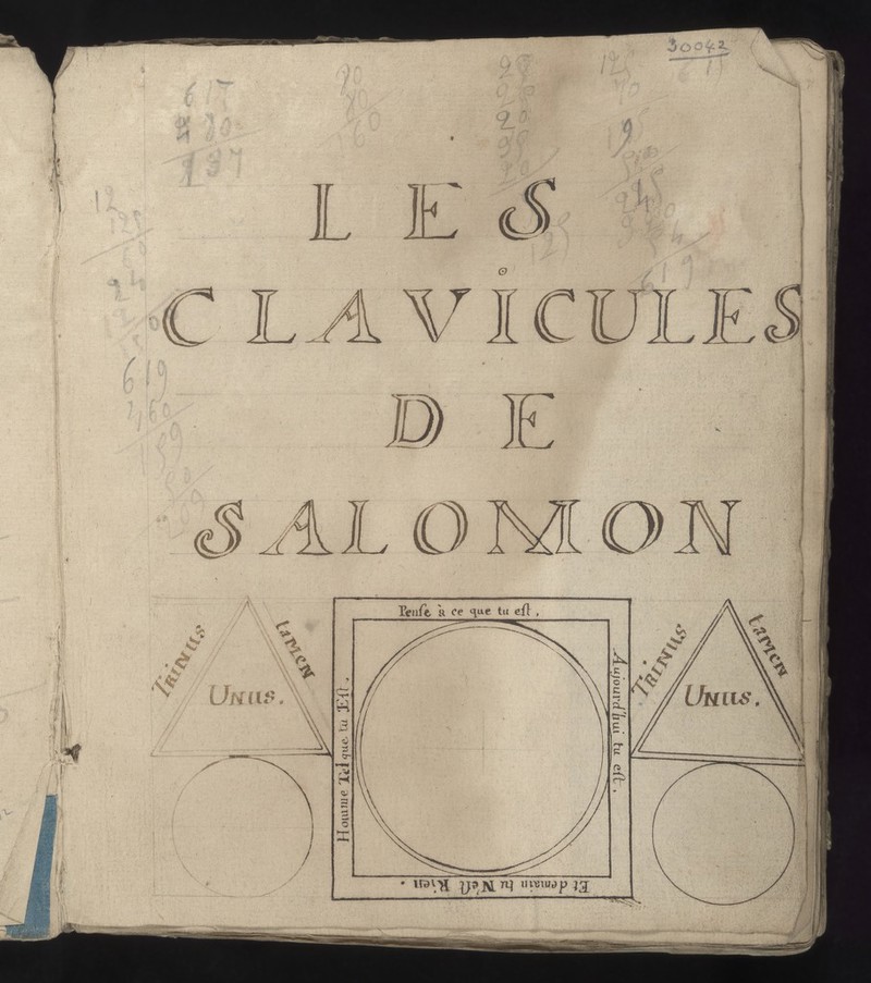 Portada interior de Les Clavicules de Salomon en el manuscrito Wellcome MS.4666, datado a mediados del siglo XVIII.
