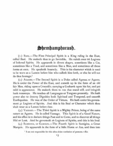 Página de The Book of the Goetia de 1904 con Bael, Agares, Vassago y sus sellos